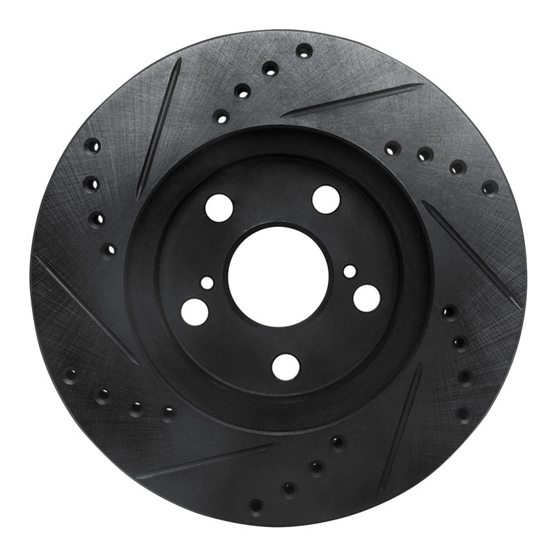 R1 Concepts R1 94-00 Toyota Celica Front Right Drilled & Slotted Black Brake Rotor