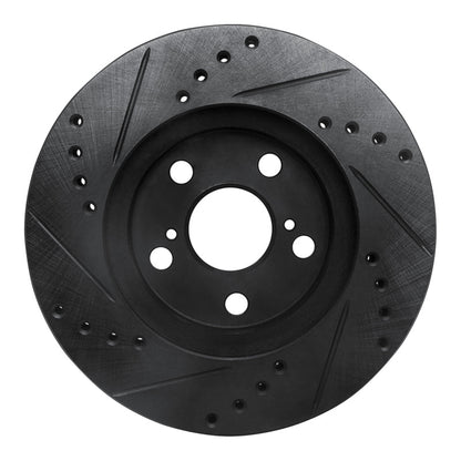 R1 Concepts R1 94-00 Toyota Celica Front Right Drilled & Slotted Black Brake Rotor