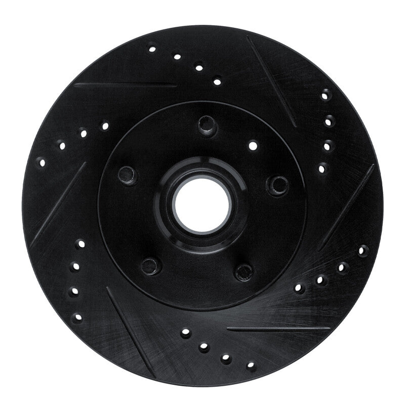 R1 Concepts R1 82-87 Volvo 760 Series Front Right Drilled & Slotted Black Brake Rotor