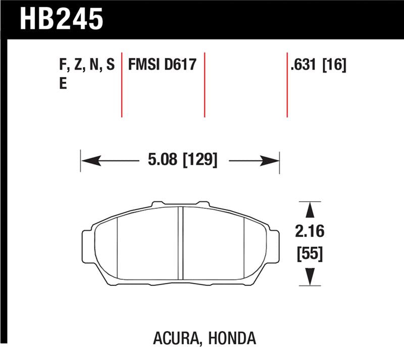 Hawk Performance Hawk 94-01 Acura Integra (excl Type R)  DTC-60 Race Front Brake Pads