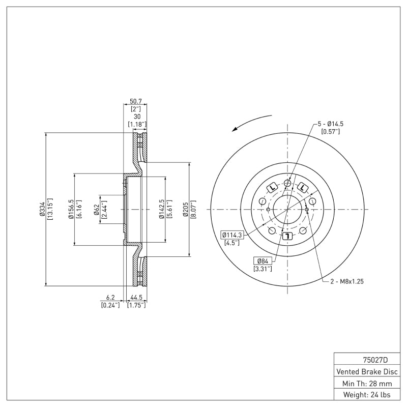 DFC 09-11 Lexus GS450H Left Front Brake Rotor