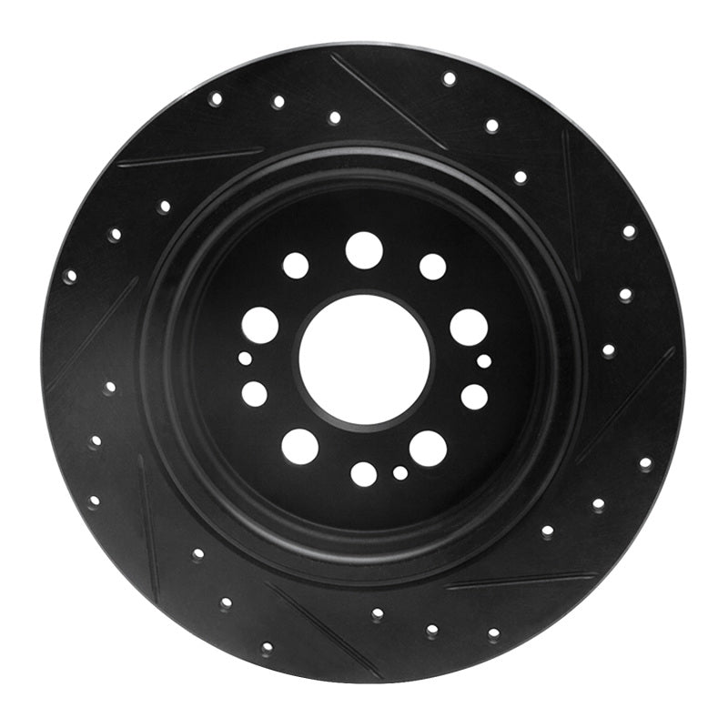 R1 Concepts R1 17-25 Acura RDX Rear Left Drilled & Slotted Black Brake Rotor
