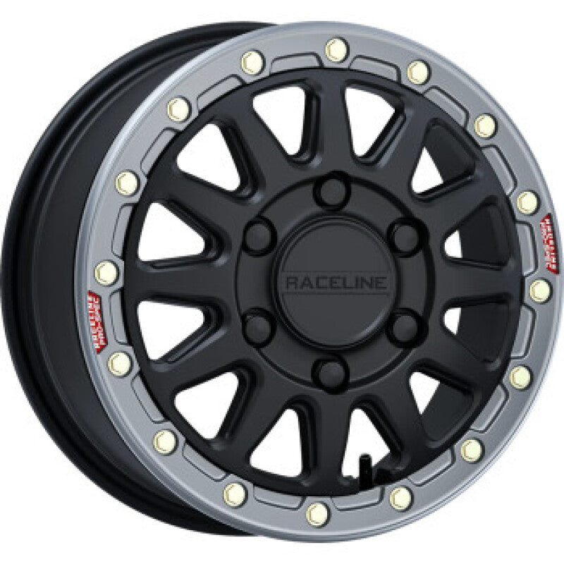 Raceline A14BG Alpha 15x6.5in/6x139.7 BP/74mm Offset/78.1mm Bore - Blk & Gunmetal Ring Beadlock Whl