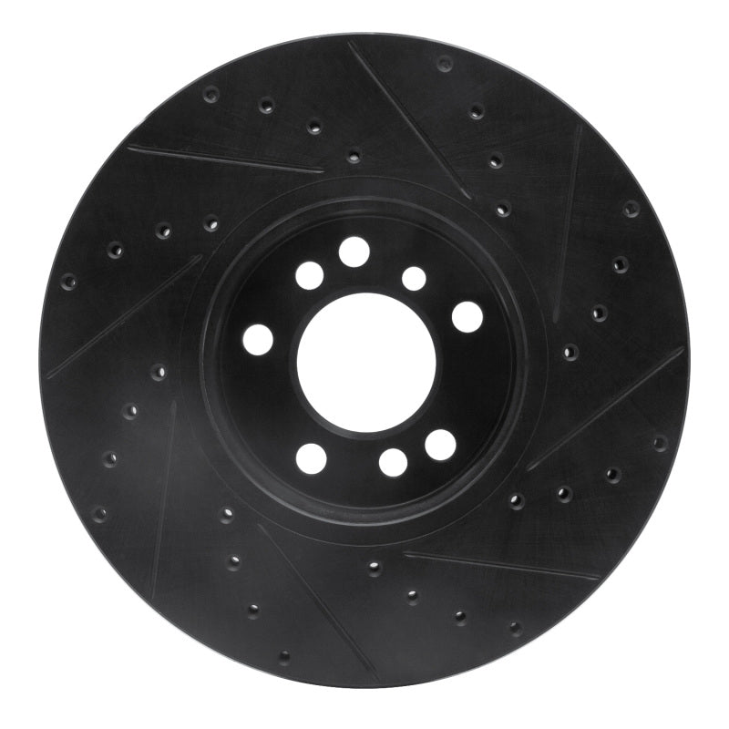 R1 Concepts R1 00-06 BMW X5 Front Left Drilled & Slotted Black Brake Rotor