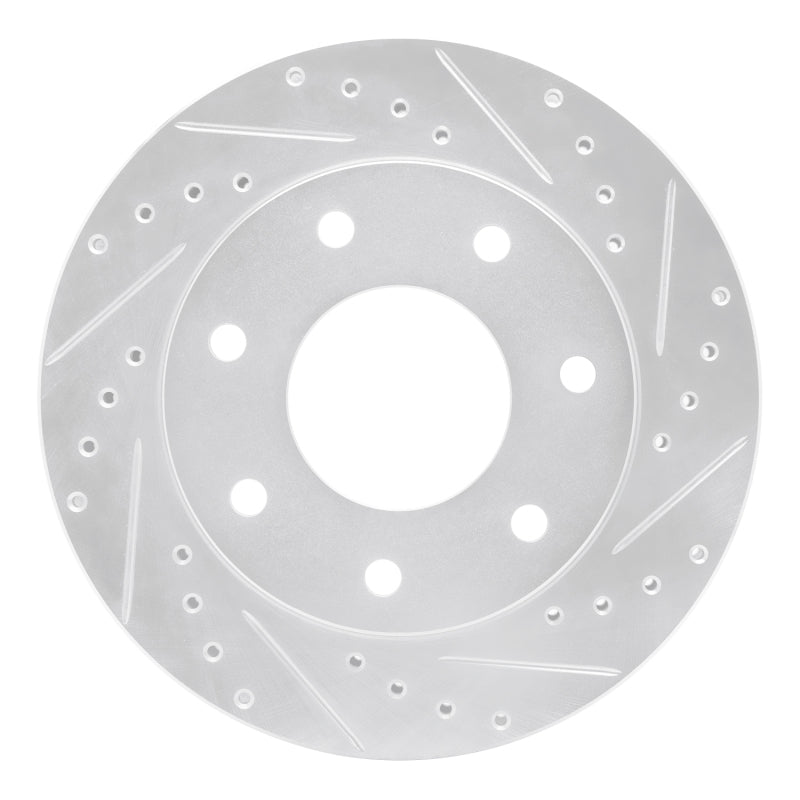 R1 Concepts R1 97-04 Ford F-150 4WD Front Right Drilled & Slotted Silver Brake Rotor
