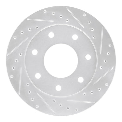 R1 Concepts R1 97-04 Ford F-150 4WD Front Right Drilled & Slotted Silver Brake Rotor