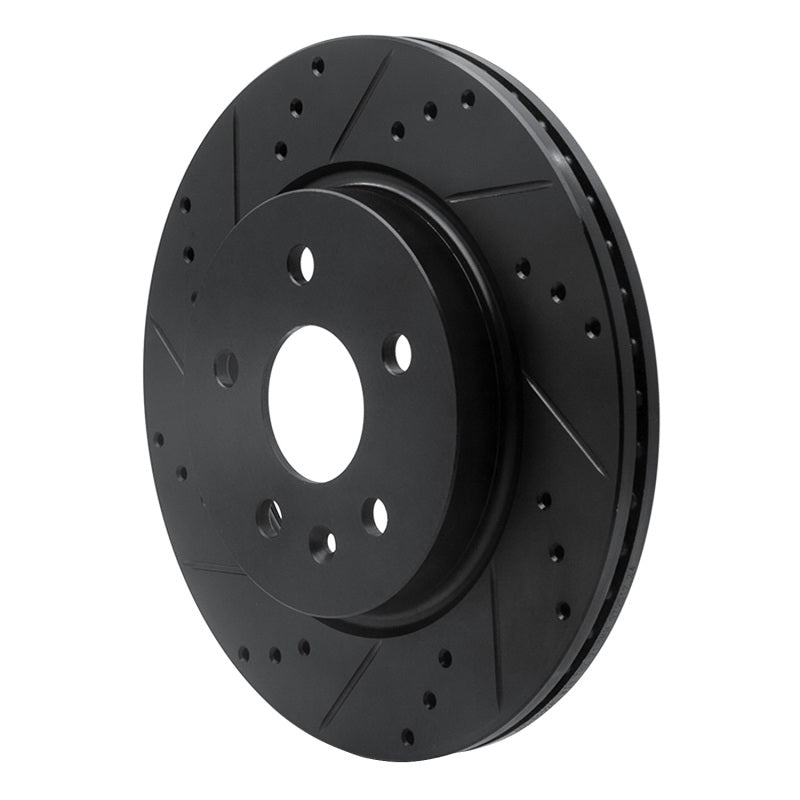 R1 Concepts R1 10-25 Buick Allure Rear Left Drilled & Slotted Black Brake Rotor