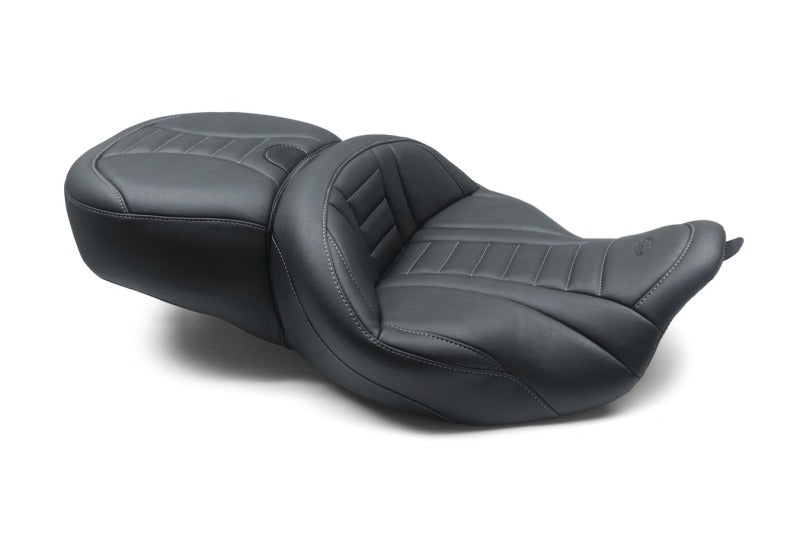 Mustang Motorcycle Mustang 08-21 Harley Electra Glide/Rd Glide/Rd King 1PC Seat Deluxe - Black w/ Grey Stitching