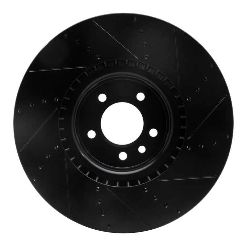 R1 Concepts R1 2010-2017 Land Rover Range Rover Front Left Drilled & Slotted Black Brake Rotor