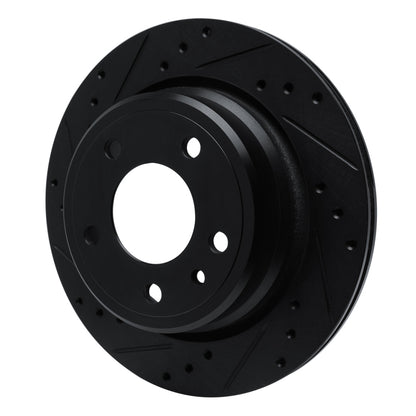 R1 Concepts R1 88-94 BMW 750IL Rear Left Drilled & Slotted Black Brake Rotor