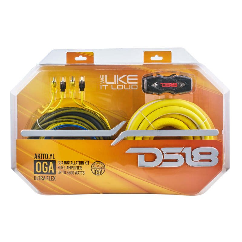 DS18 0-GA Amplifier Install Kit Advance- Yellow