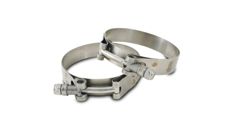 Vibrant SS T-Bolt Clamps Pack of 2 Size Range: 2.75in to 3.10in O.D. For use with 2.5in I.D. coup