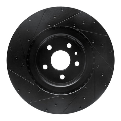 R1 Concepts R1 12-21 Tesla Model X Front Right Drilled & Slotted Black Brake Rotor