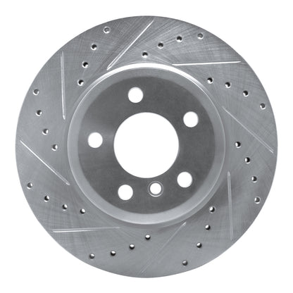 R1 Concepts R1 04-10 BMW X3 Front Left Drilled & Slotted Silver Brake Rotor