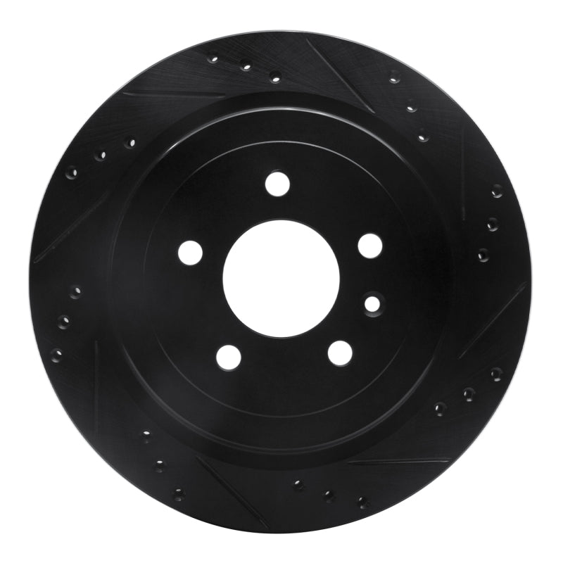R1 Concepts R1 13-19 Cadillac ATS Rear Right Drilled & Slotted Black Brake Rotor