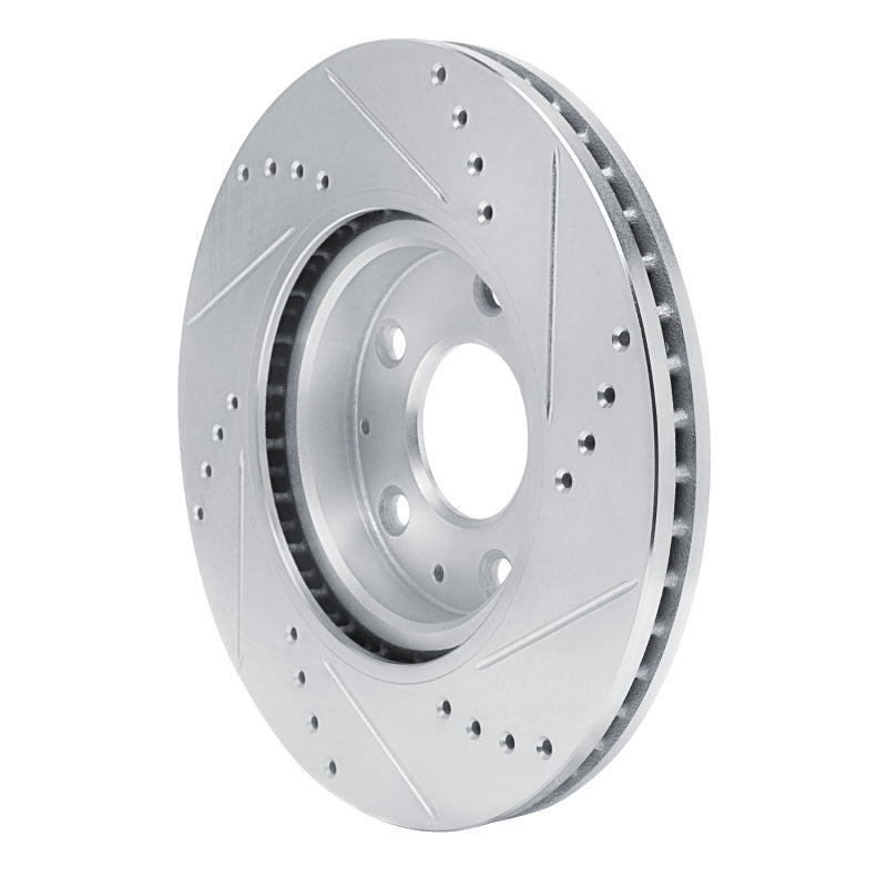 R1 Concepts R1 2019-2025 Mazda 3 Front Left Drilled & Slotted Silver Brake Rotor