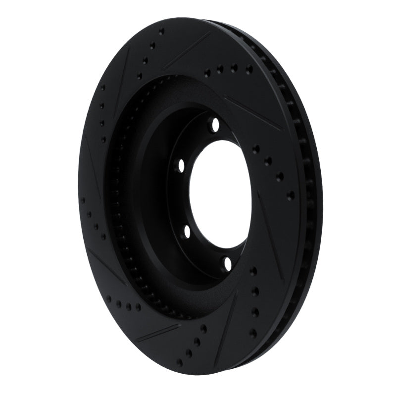 R1 Concepts R1 03-09 Lexus GX470 Front Right Drilled & Slotted Black Brake Rotor
