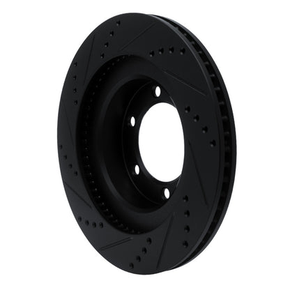 R1 Concepts R1 03-09 Lexus GX470 Front Right Drilled & Slotted Black Brake Rotor