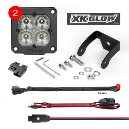 XKGLOW XK Glow Flush Mount XKchrome 20w LED Cube Light w/ RGB Accent Light Kit w/ Cntrlr- Driving Beam 2pc
