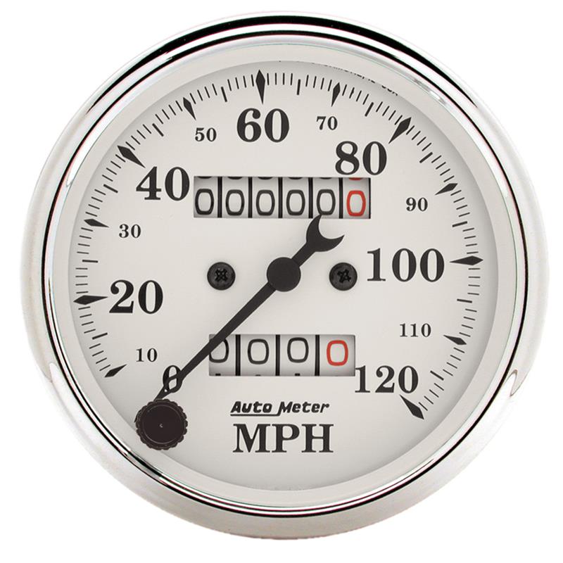 AutoMeter Auto Meter 3-1/8in 120MPH Mechanical Speedometer Old Tyme White Gauge