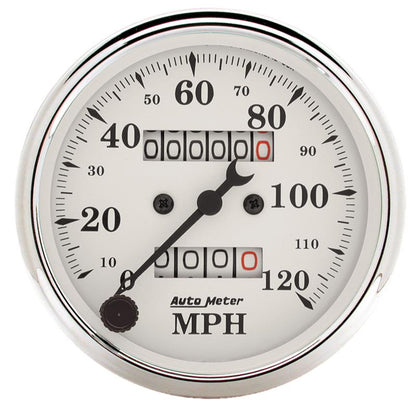 AutoMeter Auto Meter 3-1/8in 120MPH Mechanical Speedometer Old Tyme White Gauge
