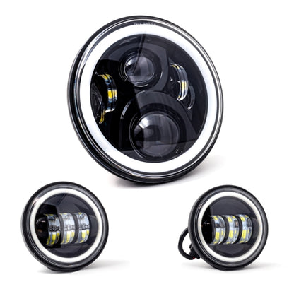Letric Lighting 7in Full-Halo Black LED Headlight with (2) 4.5in Full-Halo Black Passing Lamps