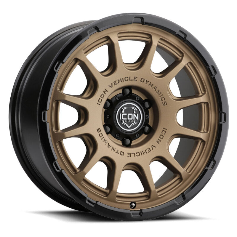 ICON Alloys Rancho 20x9 / 5x5 / -12mm / 4.5in BS Satin Bronze w/ Gloss Black Lip Wheel