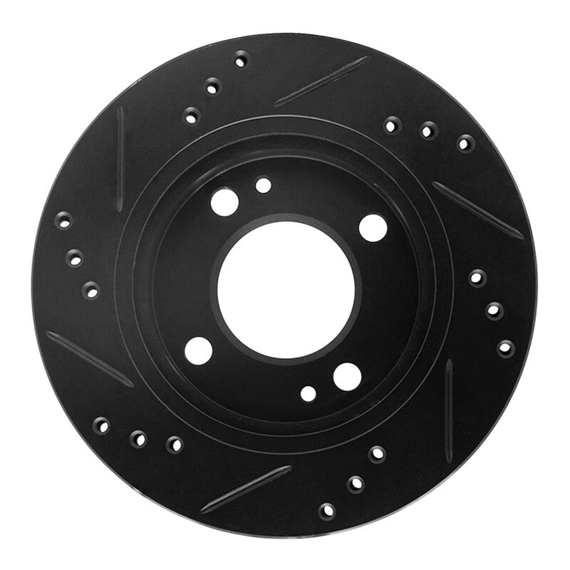 R1 Concepts R1 14-15 Mitsubishi Mirage Front Right Drilled & Slotted Black Brake Rotor