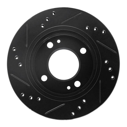 R1 Concepts R1 14-15 Mitsubishi Mirage Front Right Drilled & Slotted Black Brake Rotor