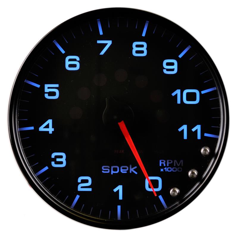 Autometer Spek-Pro Gauge Tachometer 5in 11K Rpm W/Shift Light & Peak Mem Black/Black