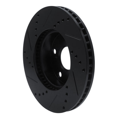R1 Concepts R1 05-15 Toyota Tacoma Front Right Drilled & Slotted Black Brake Rotor