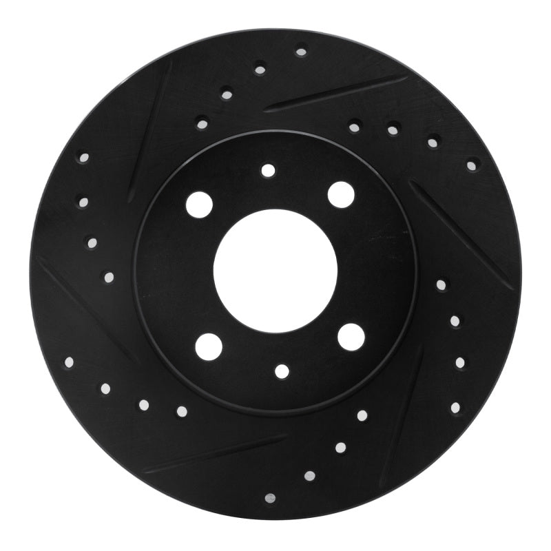 R1 Concepts R1 88-06 Nissan NX Front Left Drilled & Slotted Black Brake Rotor