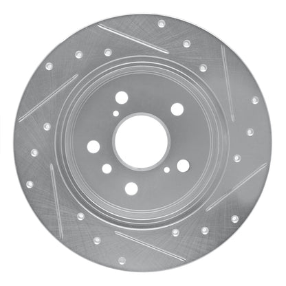 R1 Concepts R1 00-04 Toyota Avalon Rear Left Drilled & Slotted Silver Brake Rotor