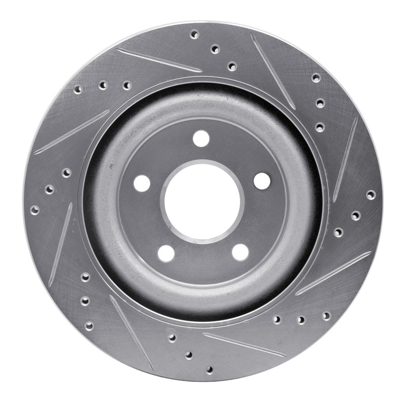 R1 Concepts R1 06-08 Jaguar S-Type Rear Left Drilled & Slotted Silver Brake Rotor