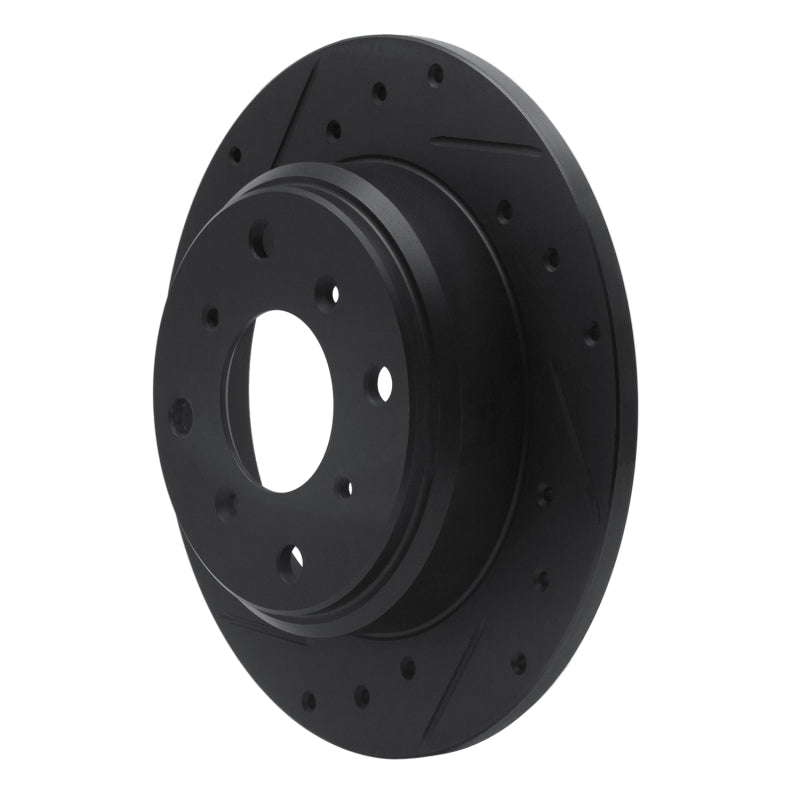 R1 Concepts R1 87-90 Acura Legend Rear Left Drilled & Slotted Black Brake Rotor