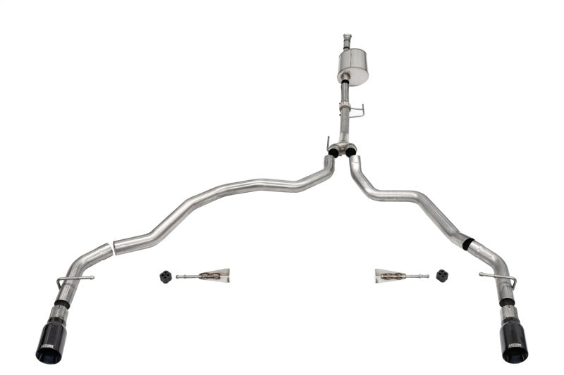 CORSA Performance Corsa 2021-2025 Ford F-150 SuperCab/6.5ft Bed 3.5L V6 Sport Cat-Back Dual Rear Exit-Black PVD
