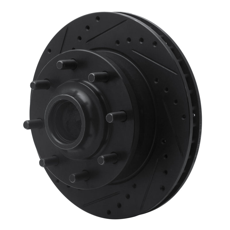R1 Concepts R1 93-95 Chevrolet G30 Front Left Drilled & Slotted Black Brake Rotor