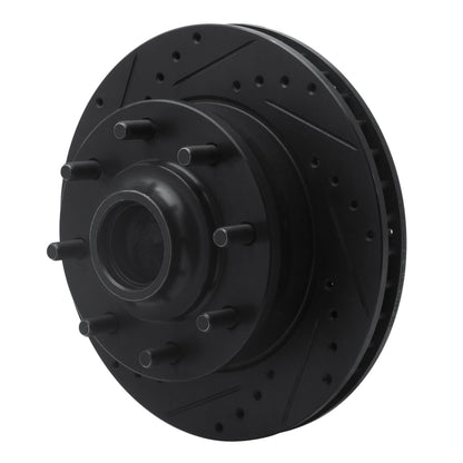 R1 Concepts R1 93-95 Chevrolet G30 Front Left Drilled & Slotted Black Brake Rotor