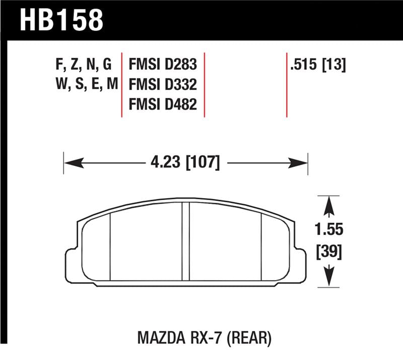 Hawk Performance Hawk 03-05 Mazda 6 / 84-95 Mazda RX-7 DTC-60 Race Rear Brake Pads