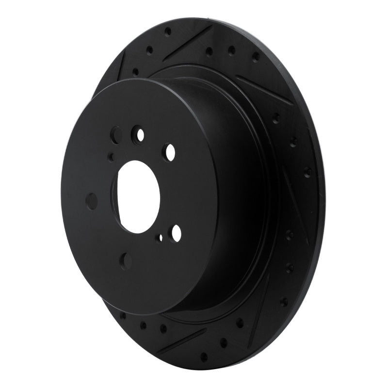 R1 Concepts R1 08-13 Toyota Highlander Rear Left Drilled & Slotted Black Brake Rotor