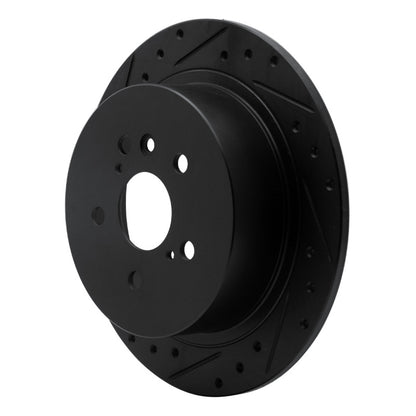 R1 Concepts R1 08-13 Toyota Highlander Rear Left Drilled & Slotted Black Brake Rotor