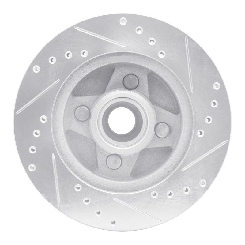 R1 Concepts R1 87-88 Ford Thunderbird Front Left Drilled & Slotted Silver Brake Rotor