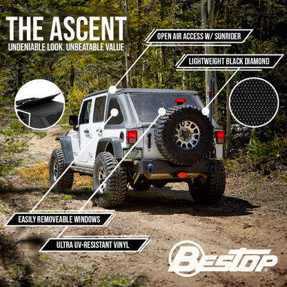 Bestop 07-18 Jeep Wrangler JK 4-Door Ascent (Black Diamond)