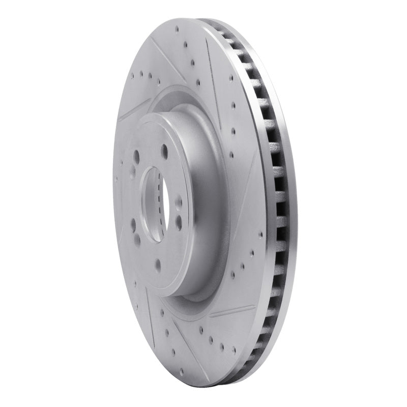 R1 Concepts R1 18-20 Genesis G80 Front Right Drilled & Slotted Silver Brake Rotor