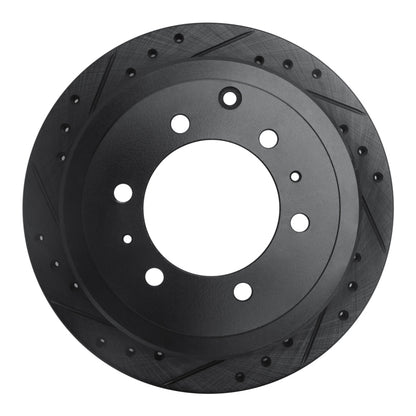 R1 Concepts R1 1993-1997 Lexus LX450 Rear Left Drilled & Slotted Black Brake Rotor