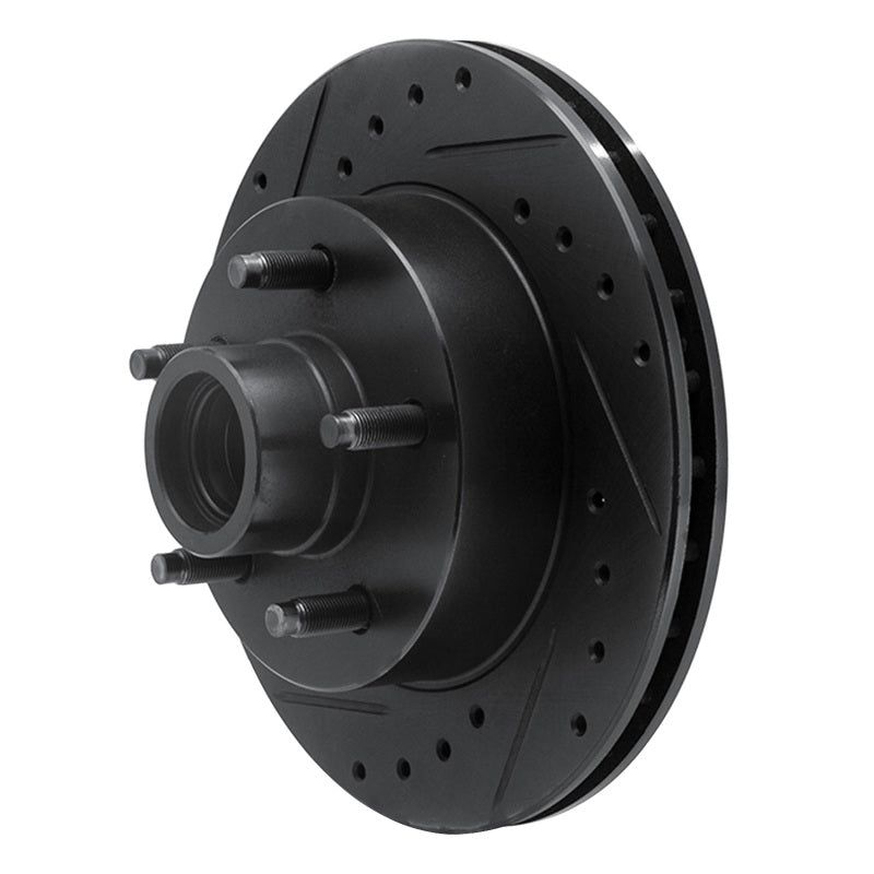 R1 Concepts R1 86-92 Ford Bronco II Front Left Drilled & Slotted Black Brake Rotor