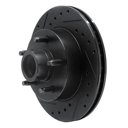 R1 Concepts R1 86-92 Ford Bronco II Front Left Drilled & Slotted Black Brake Rotor