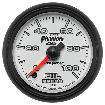 Autometer Phantom II 2-5/8in 100 PSI Stepper Motor Oil Pressure Gauge