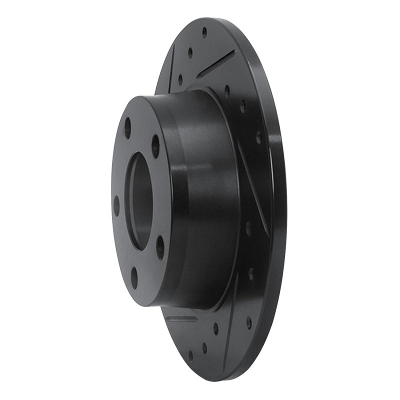 R1 Concepts R1 99-02 Audi A6 Quattro Rear Left Drilled & Slotted Black Brake Rotor