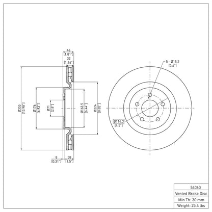 DFC 07-14 Ford Mustang Front Brake Rotor